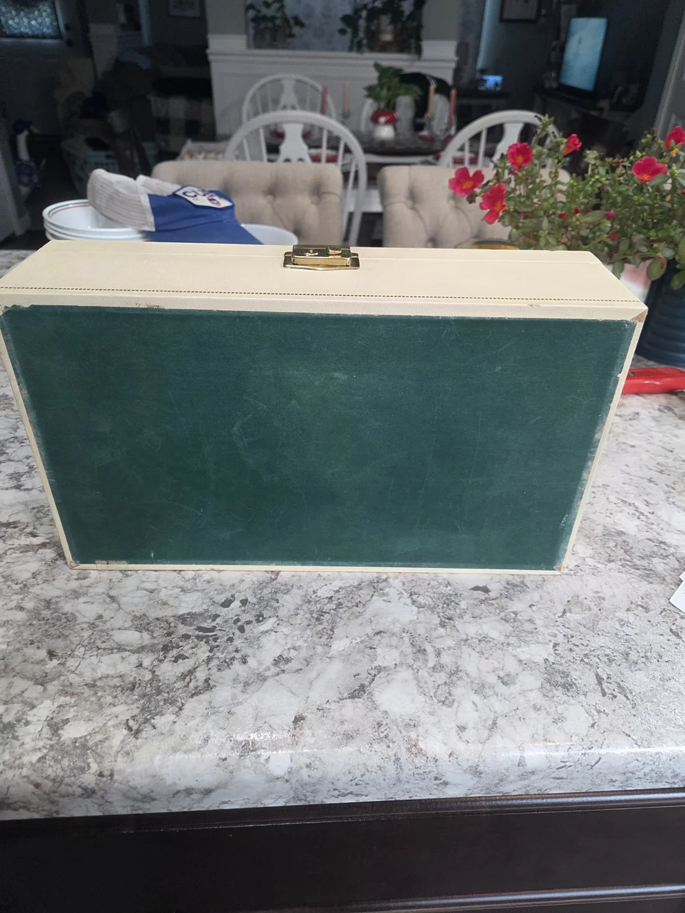 60's Vintage MCM 2 Tier Ivory Jewelry Box Red Velvet Interior MCM